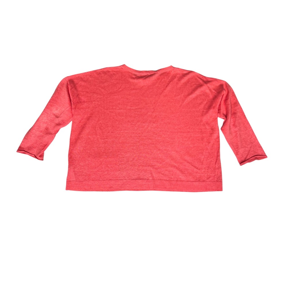 Eileen Fisher Organic Linen Blend Sweater Coral 3/4 Sleeve Women's‎